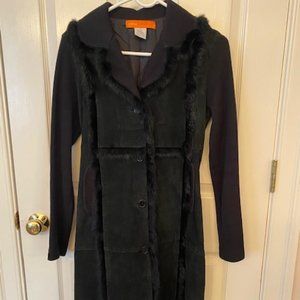 Cynthia Steffe Vintage Fur Trimmed Suede Coat